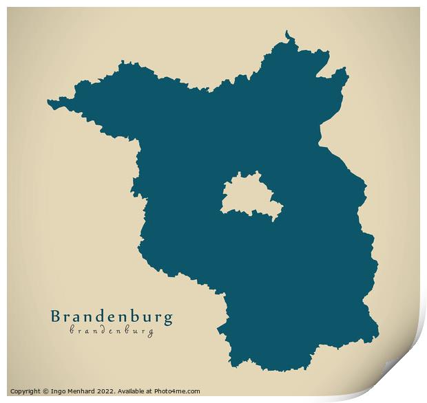 Modern Map - Brandenburg DE Print by Ingo Menhard