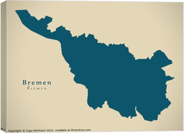 Modern Map - Bremen DE Canvas Print by Ingo Menhard
