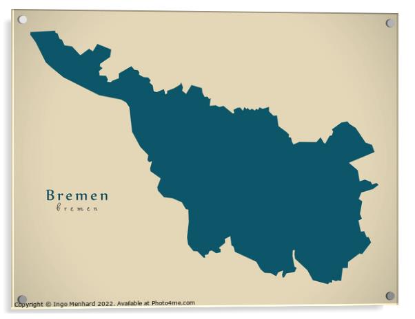 Modern Map - Bremen DE Acrylic by Ingo Menhard