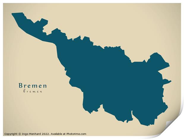 Modern Map - Bremen DE Print by Ingo Menhard