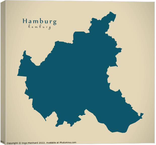 Modern Map - Hamburg DE Canvas Print by Ingo Menhard