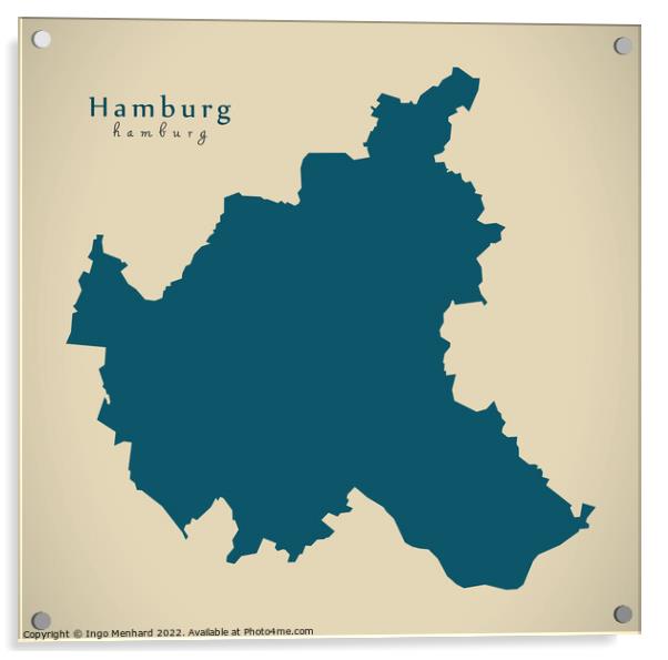 Modern Map - Hamburg DE Acrylic by Ingo Menhard