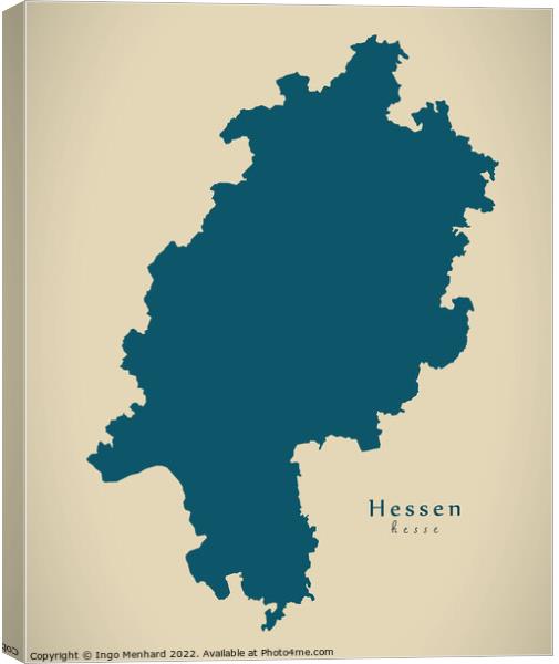 Modern Map - Hessen DE Canvas Print by Ingo Menhard