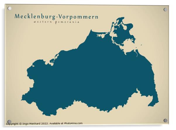 Modern Map - Mecklenburg-Vorpommern DE Acrylic by Ingo Menhard