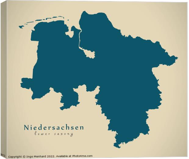 Modern Map - Niedersachsen DE Canvas Print by Ingo Menhard