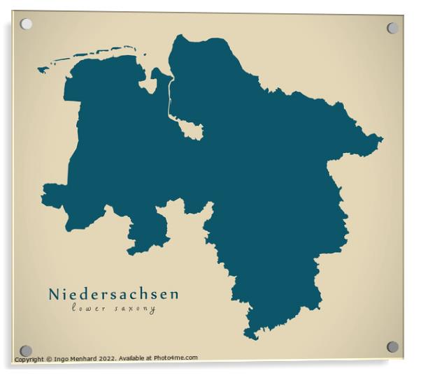 Modern Map - Niedersachsen DE Acrylic by Ingo Menhard