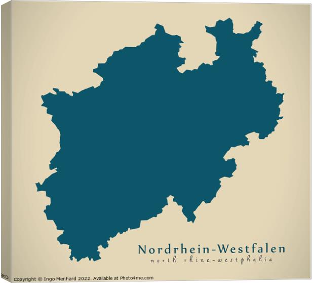 Modern Map - Nordrhein-Westfalen DE Canvas Print by Ingo Menhard