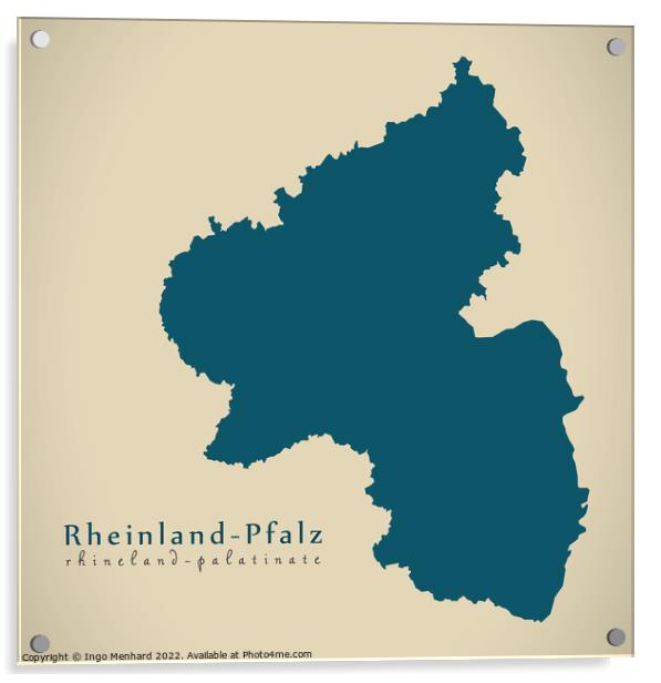 Modern Map - Rheinland-Pfalz DE Acrylic by Ingo Menhard