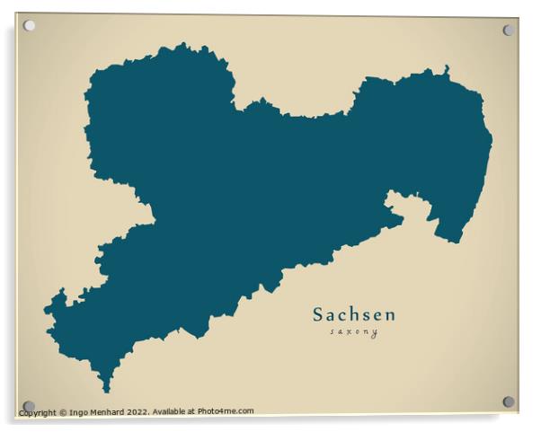 Modern Map - Sachsen DE Acrylic by Ingo Menhard