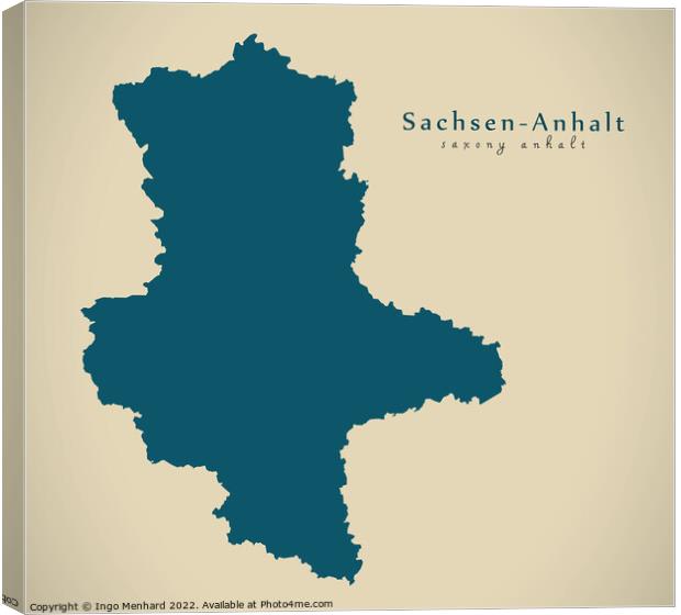 Modern Map - Sachsen-Anhalt DE Canvas Print by Ingo Menhard