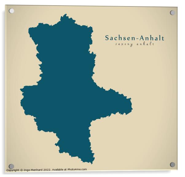 Modern Map - Sachsen-Anhalt DE Acrylic by Ingo Menhard