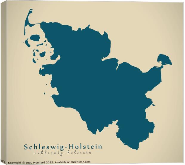 Modern Map - Schleswig-Holstein DE Canvas Print by Ingo Menhard