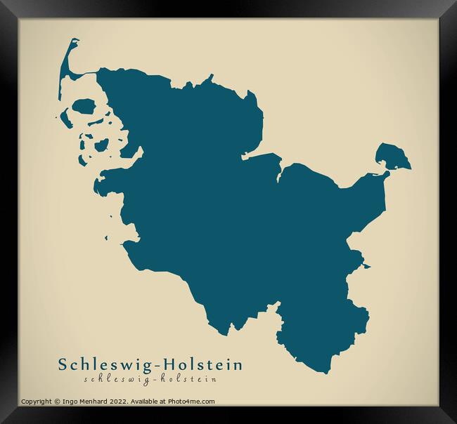 Modern Map - Schleswig-Holstein DE Framed Print by Ingo Menhard