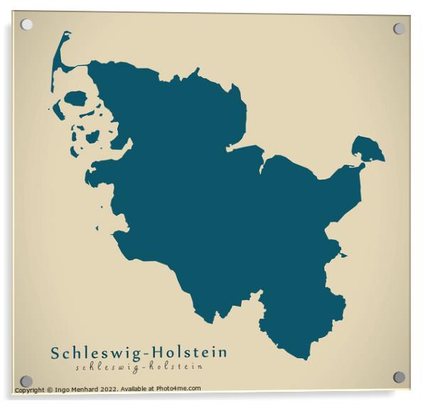 Modern Map - Schleswig-Holstein DE Acrylic by Ingo Menhard