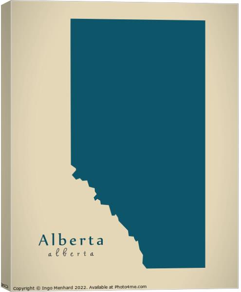 Modern Map - Alberta CA Canvas Print by Ingo Menhard