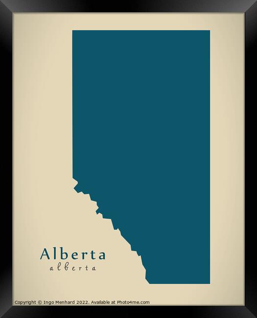 Modern Map - Alberta CA Framed Print by Ingo Menhard