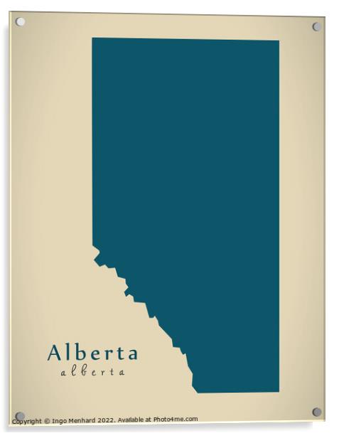Modern Map - Alberta CA Acrylic by Ingo Menhard