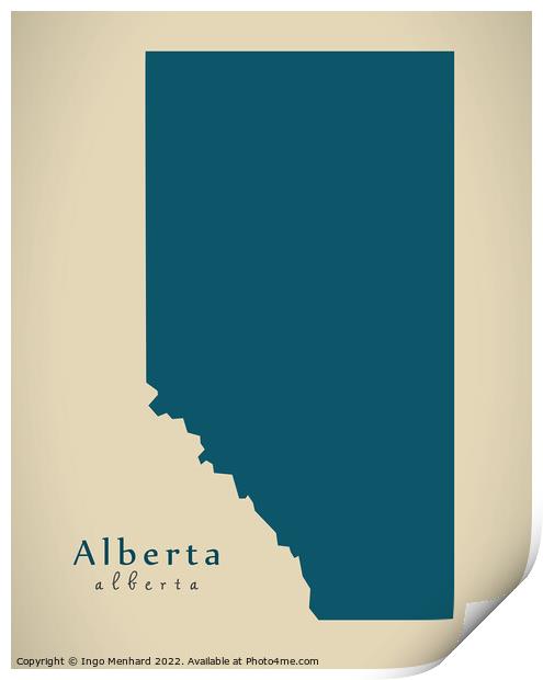 Modern Map - Alberta CA Print by Ingo Menhard