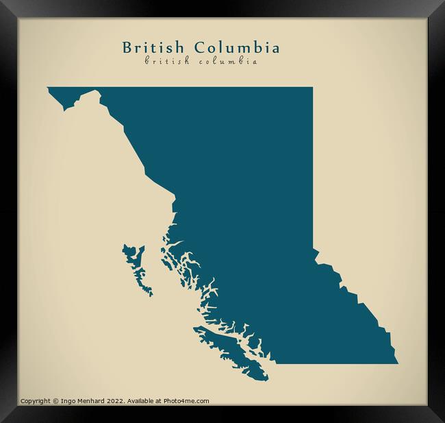 Modern Map - British Columbia CA Framed Print by Ingo Menhard
