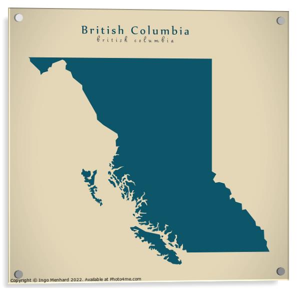 Modern Map - British Columbia CA Acrylic by Ingo Menhard