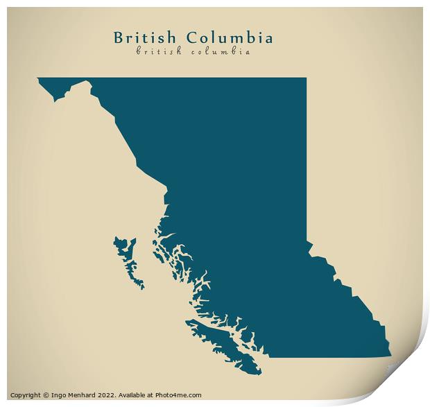 Modern Map - British Columbia CA Print by Ingo Menhard