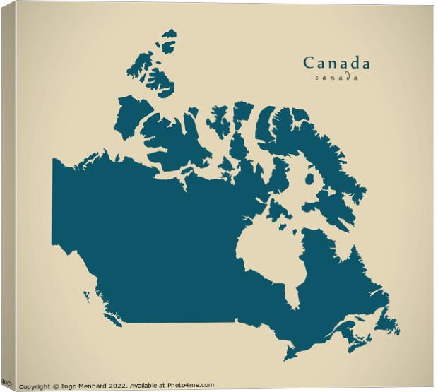Modern Map - Canada CA Canvas Print by Ingo Menhard