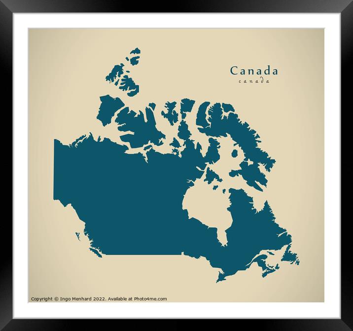 Modern Map - Canada CA Framed Mounted Print by Ingo Menhard