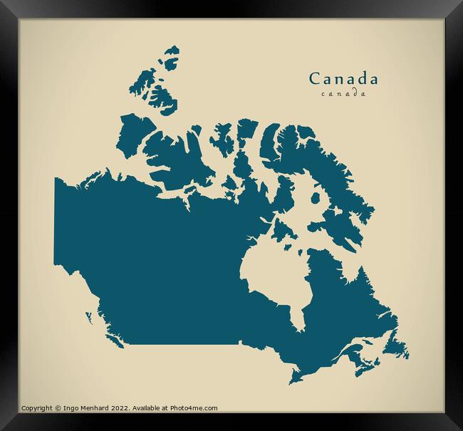 Modern Map - Canada CA Framed Print by Ingo Menhard