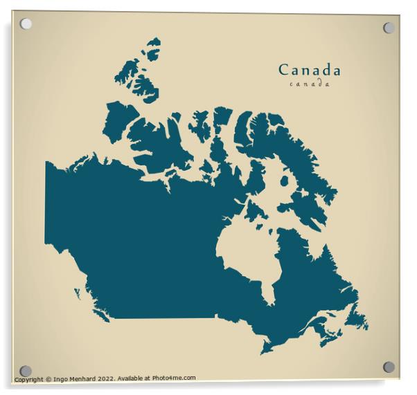 Modern Map - Canada CA Acrylic by Ingo Menhard