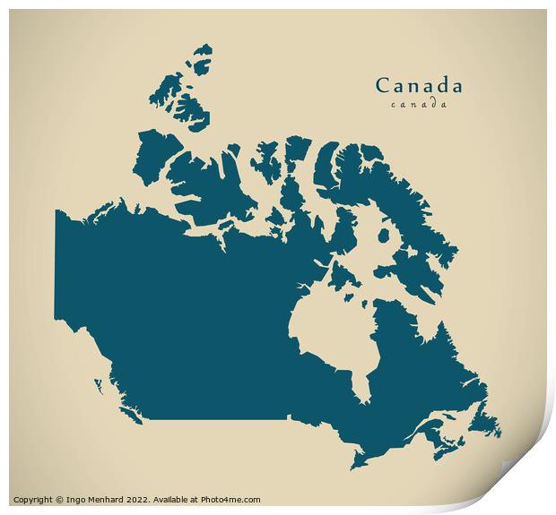 Modern Map - Canada CA Print by Ingo Menhard