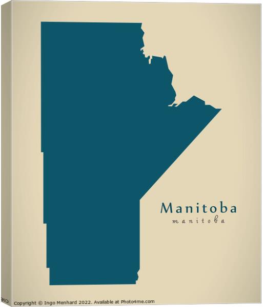 Modern Map - Manitoba CA Canvas Print by Ingo Menhard