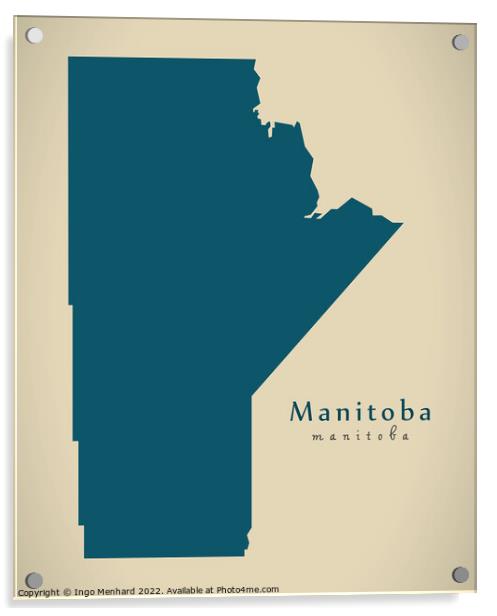 Modern Map - Manitoba CA Acrylic by Ingo Menhard