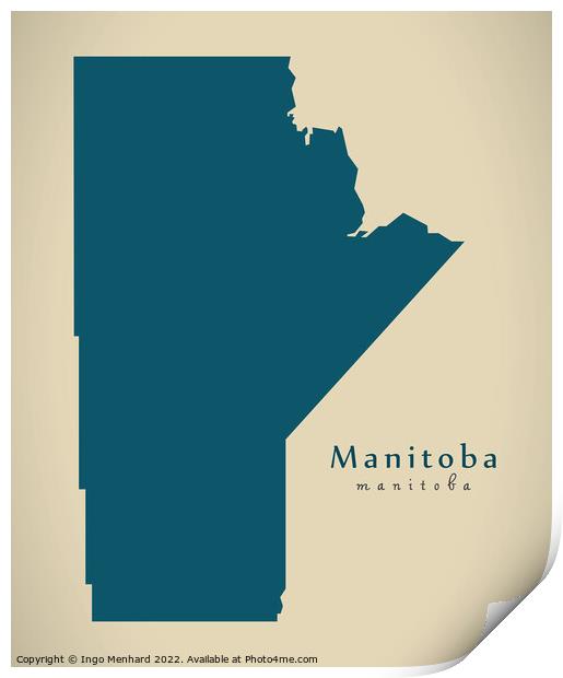 Modern Map - Manitoba CA Print by Ingo Menhard