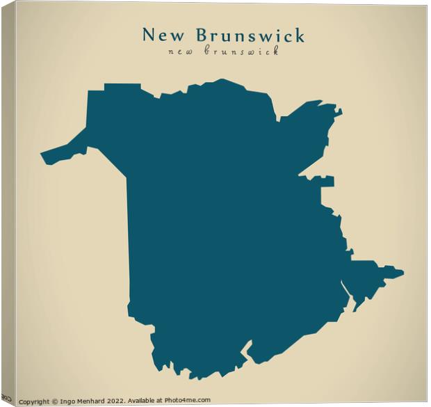 Modern Map - New Brunswick CA Canvas Print by Ingo Menhard