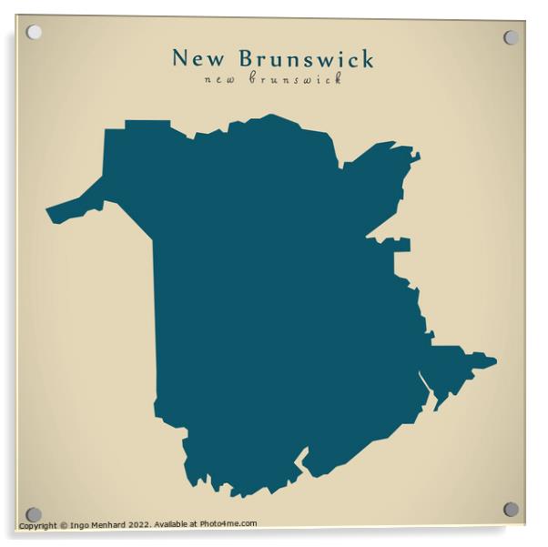 Modern Map - New Brunswick CA Acrylic by Ingo Menhard