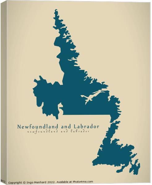 Modern Map - Newfoundland and Labrador CA Canvas Print by Ingo Menhard