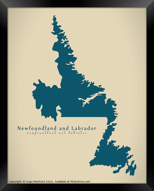 Modern Map - Newfoundland and Labrador CA Framed Print by Ingo Menhard