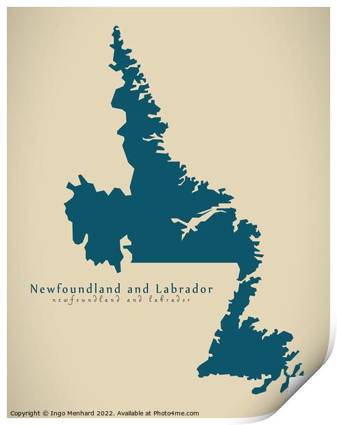 Modern Map - Newfoundland and Labrador CA Print by Ingo Menhard