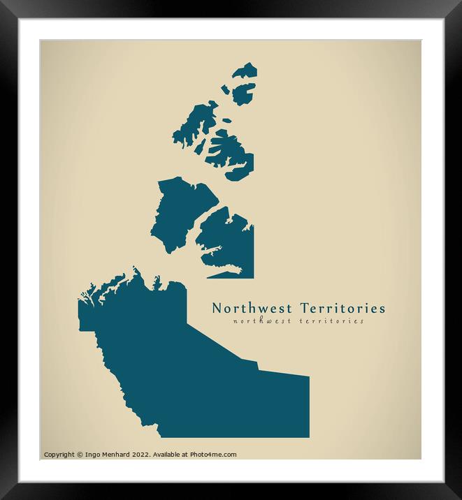 Modern Map - Northwest Territories CA Framed Mounted Print by Ingo Menhard