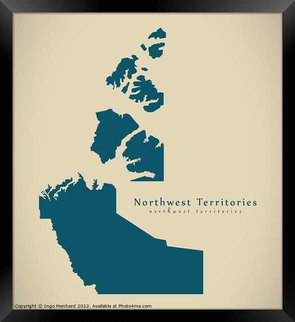 Modern Map - Northwest Territories CA Framed Print by Ingo Menhard