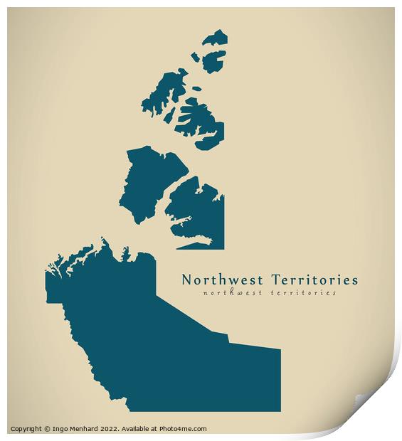 Modern Map - Northwest Territories CA Print by Ingo Menhard