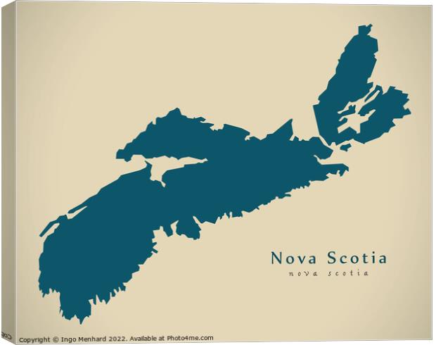 Modern Map - Nova Scotia CA Canvas Print by Ingo Menhard