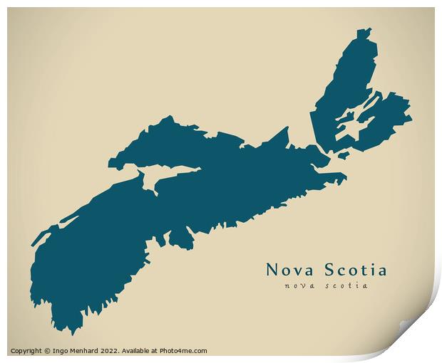 Modern Map - Nova Scotia CA Print by Ingo Menhard