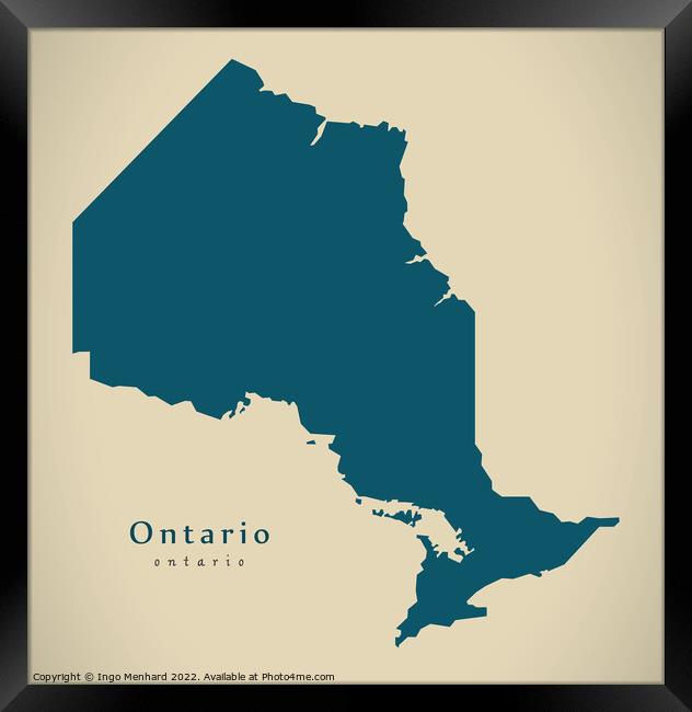 Modern Map - Ontario CA Framed Print by Ingo Menhard