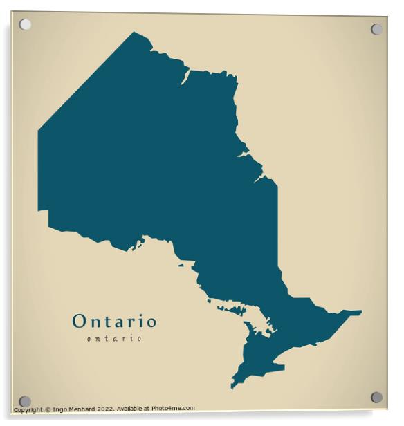 Modern Map - Ontario CA Acrylic by Ingo Menhard