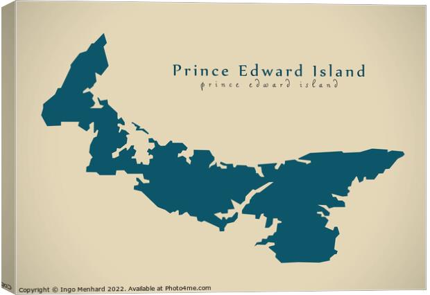 Modern Map - Prince Edward Island CA Canvas Print by Ingo Menhard