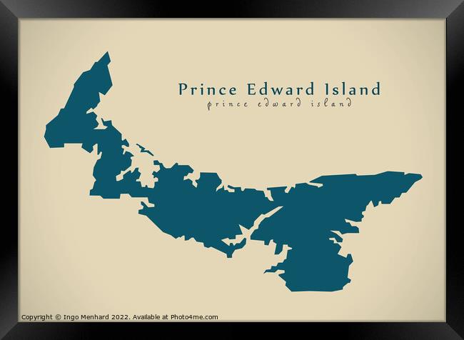 Modern Map - Prince Edward Island CA Framed Print by Ingo Menhard