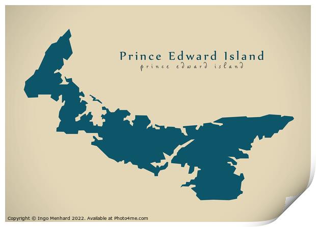 Modern Map - Prince Edward Island CA Print by Ingo Menhard