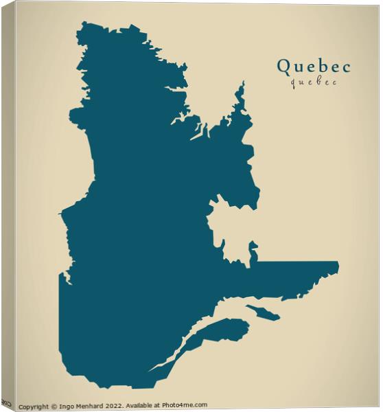 Modern Map - Quebec CA Canvas Print by Ingo Menhard