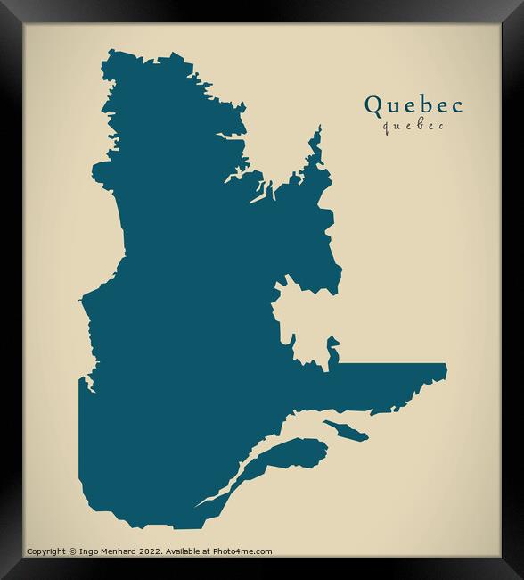 Modern Map - Quebec CA Framed Print by Ingo Menhard
